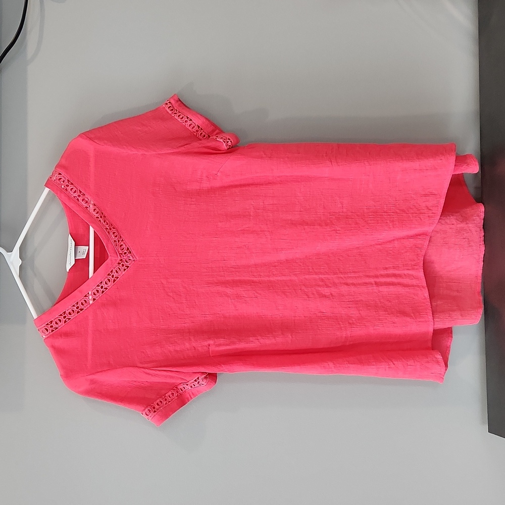 Christopher & Banks Bright Pink V-Neck Blouse